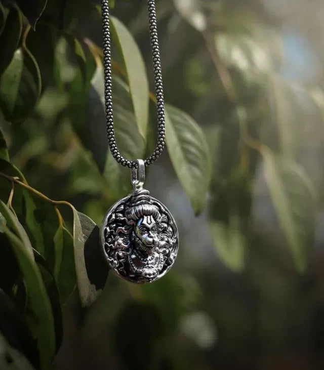 Hanuman Ji Pendant with Oxidised Silver Chain | Spiritual Necklace