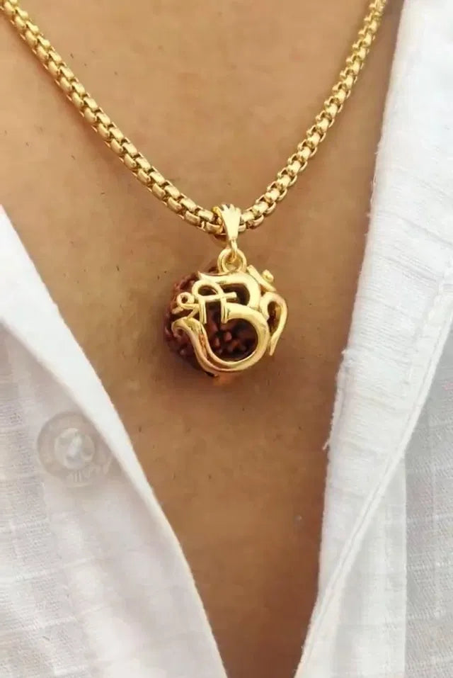 Om Rudraksha Pendant With Chain | Spiritual Pendant for Men & Women